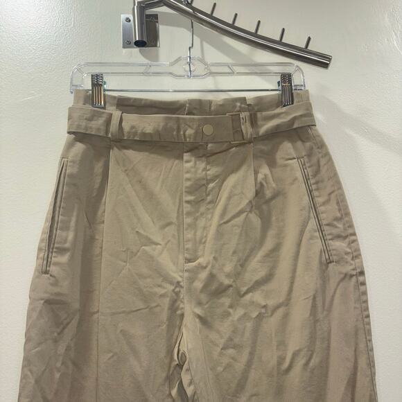 New Mango Suit High-Waisted Belted Trousers โ Size 4 Khaki Business Pants - Picture 5 of 15